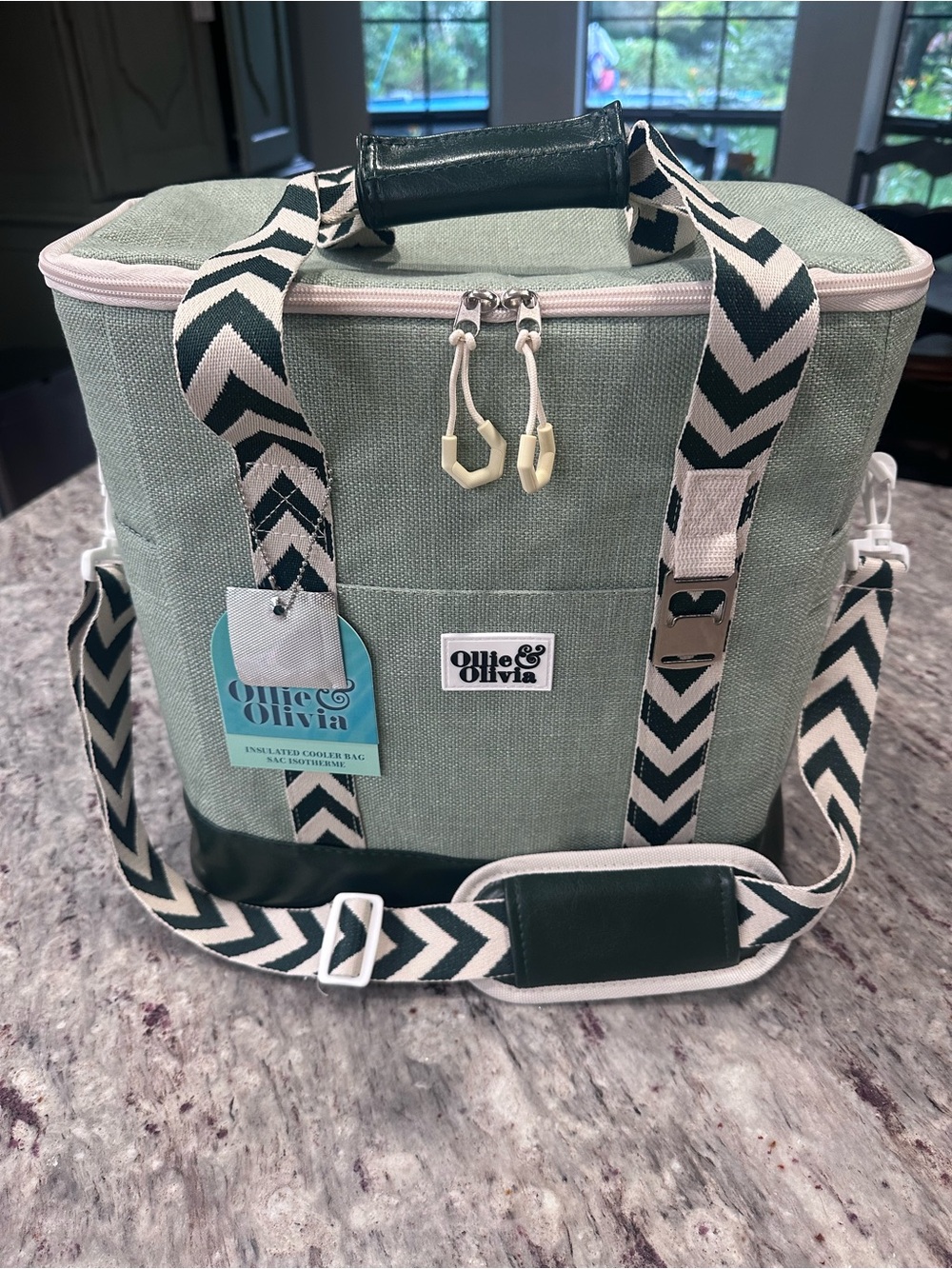 Sage Green Insulated Cooler Bag - Stylish Carrying Thermos Bag